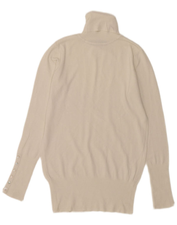 Zara Γυναικείο πουλόβερ με ρολό λαιμόκοψη UK 12 Medium White Rayon