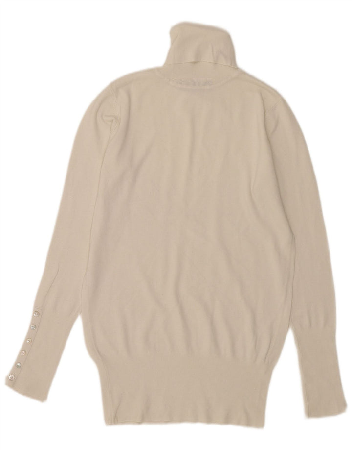 Zara Γυναικείο πουλόβερ με ρολό λαιμόκοψη UK 12 Medium White Rayon