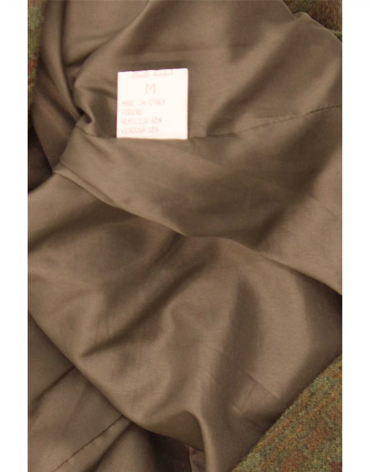 Vintage γυναικείο διπλό μπουφάν σακάκι UK 14 Medium Khaki Geometric