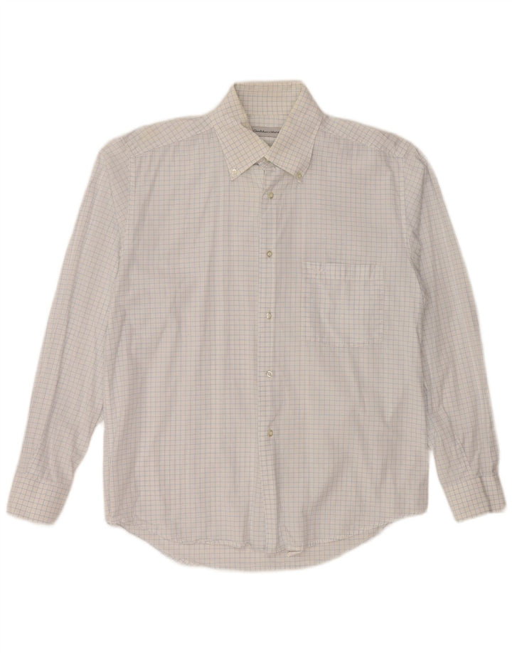 GIANMARCO VENTURI Mens Shirt Size 42 16 1/2 Large White Check Cotton