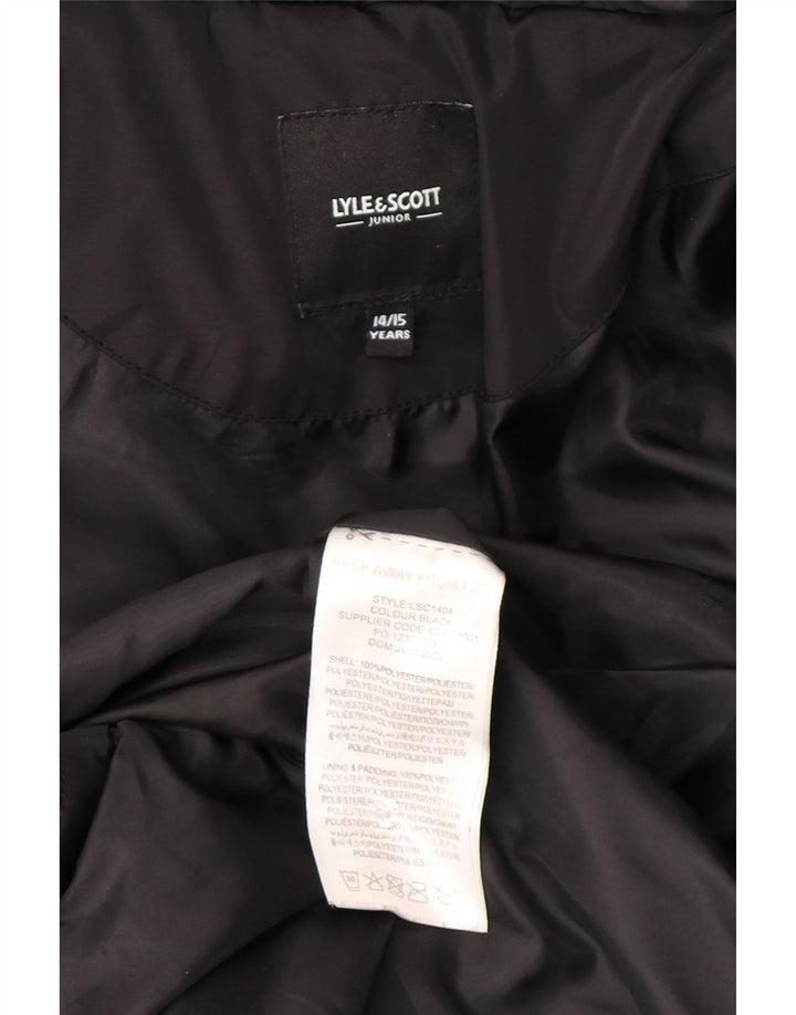 Μπουφάν Lyle & Scott Boys με κουκούλα με επένδυση 14-15 ετών μαύρο πολυεστέρα
