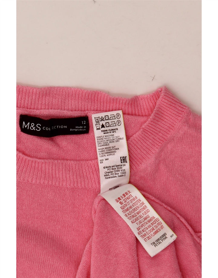 MARKS & SPENCER Γυναικείο πουλόβερ με λαιμόκοψη UK 12 μεσαίου ροζ ακρυλικό