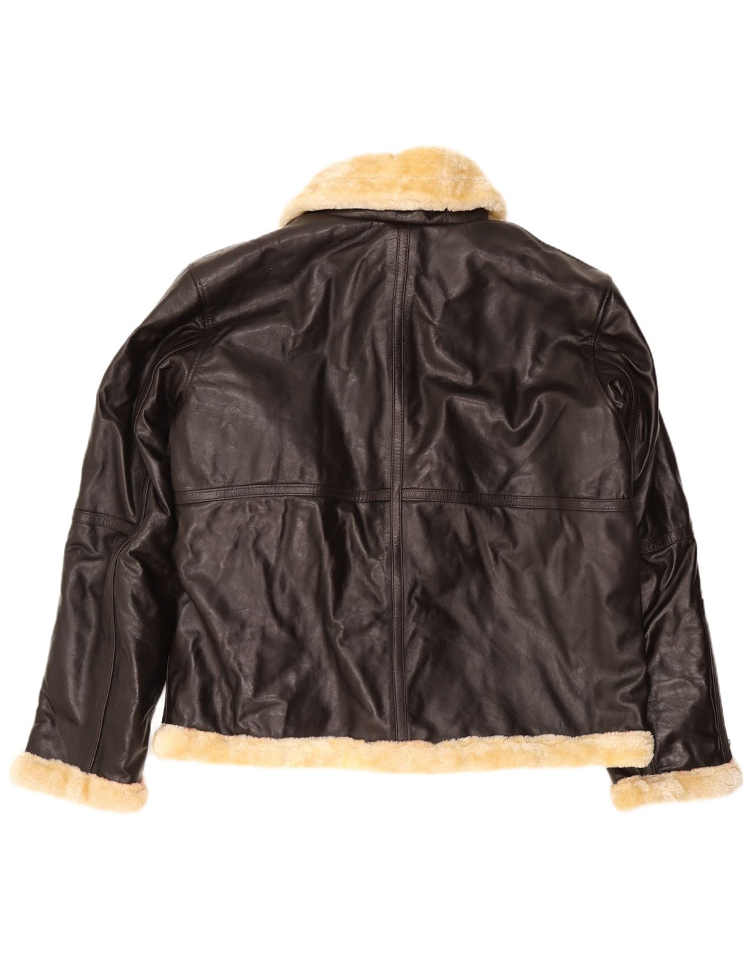 Ανδρικό Shearling Jacket VINTAGE UK 50 5XL Καφέ Δερμάτινο