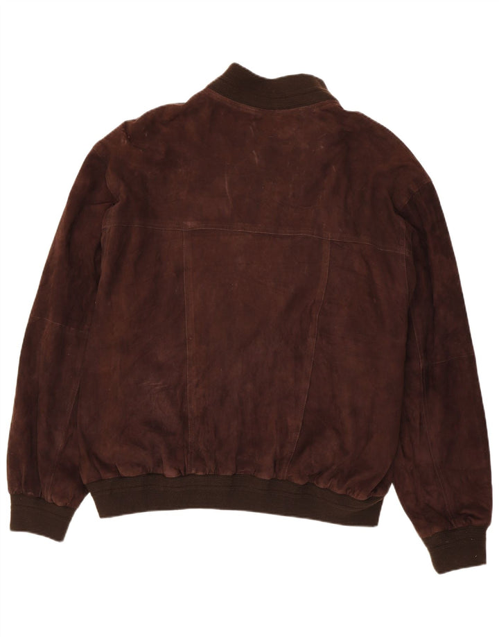 Vintage Ανδρικό Suede Bomber Jacket IT 58 4XL Καφέ Δερμάτινο