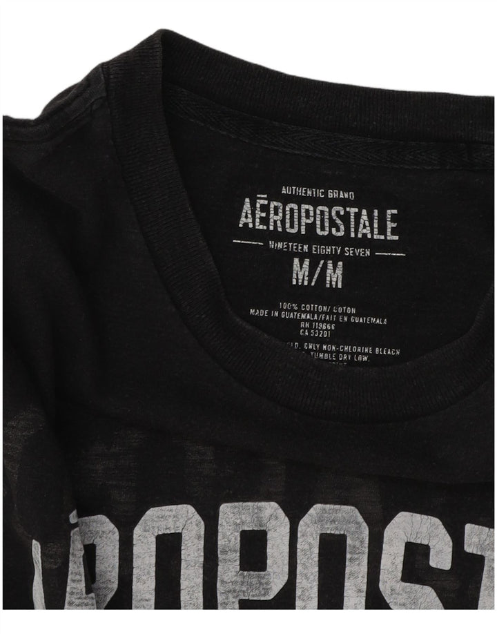 Ανδρικό γραφικό T-Shirt Aeropostale Top Μεσαίο μαύρο βαμβακερό