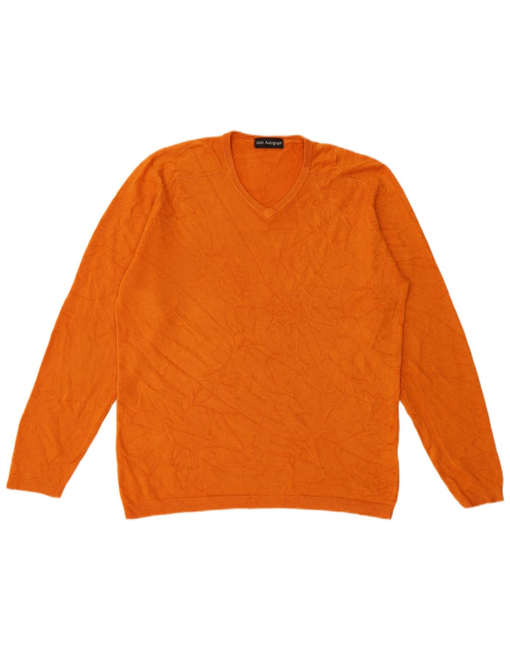 Ανδρικό πουλόβερ Marks & Spencer Autograph V-Neck Jumper Μικρό πορτοκαλί ακρυλικό