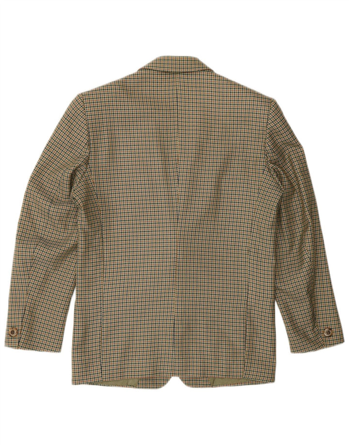 Vintage γυναικείο σακάκι 2 κουμπιών UK 14 Medium Khaki Houndstooth