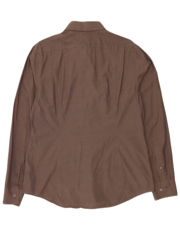 Calvin Klein Ανδρικό πουκάμισο Slim Fit Size 42 16 1/2 Large Brown Βαμβακερό