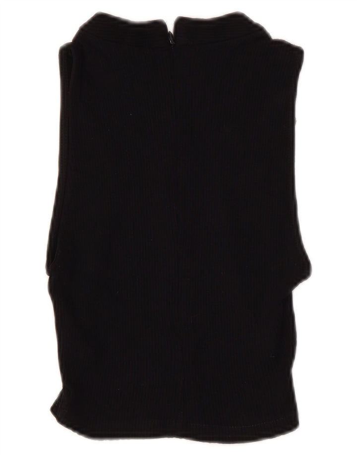 Zara Γυναικείο Αμάνικο Crop Top UK 8 Small Black Viscose