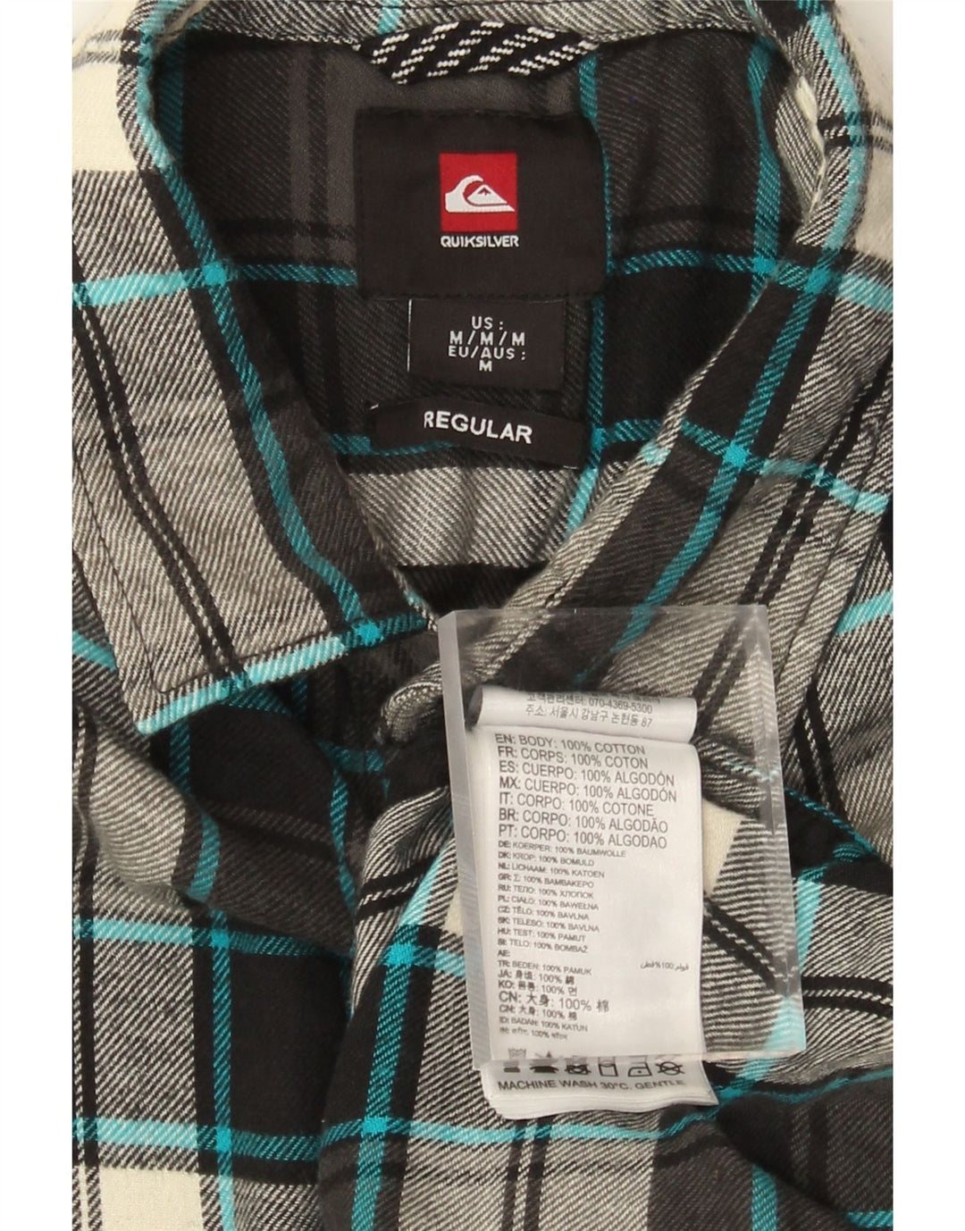 Ανδρικό πουκάμισο Quiksilver με κανονική εφαρμογή φανελένιο μεσαίο γκρι καρό βαμβακερό