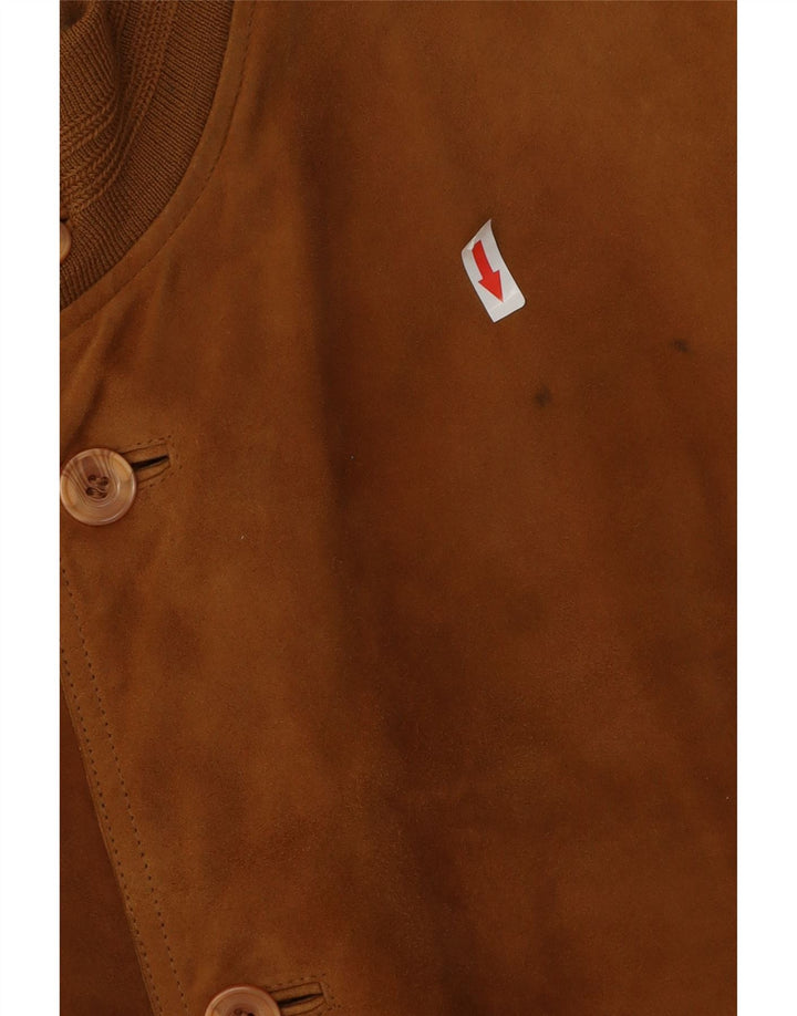 Vintage Ανδρικό Suede Bomber Jacket IT 54 2XL Καφέ Δερμάτινο