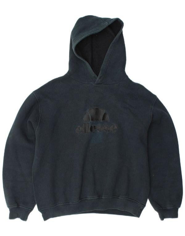 ELLESSE Γυναικείο γραφικό φούτερ με κουκούλα UK 16 Large Navy Blue βαμβακερό