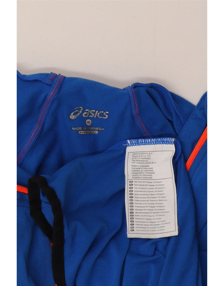 Ανδρική μπλούζα με φερμουάρ με κουκούλα Asics με μακρυμάνικο μεσαίο μπλε πολυεστέρα