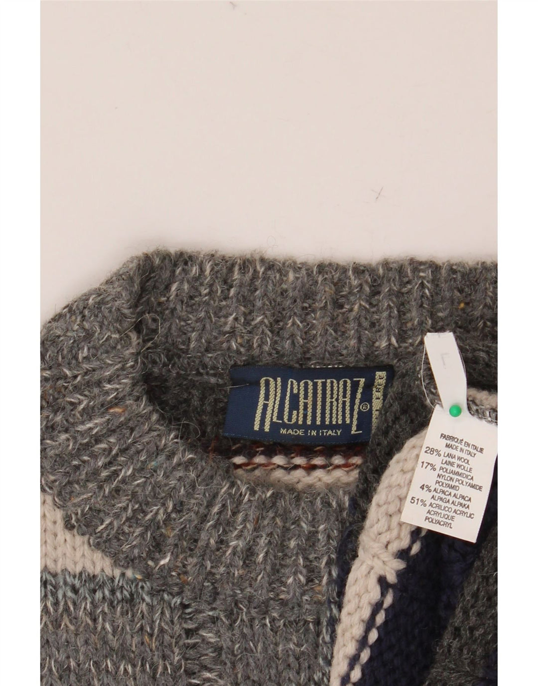 Ανδρικό πουλόβερ με λαιμόκοψη ALCATRAZ Μεγάλο πολύχρωμο μαλλί με ρίγες