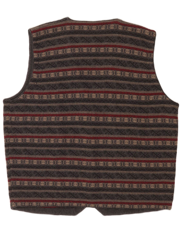 Vintage ανδρικό πλεκτό γιλέκο Medium Grey Fair Isle Virgin Wool