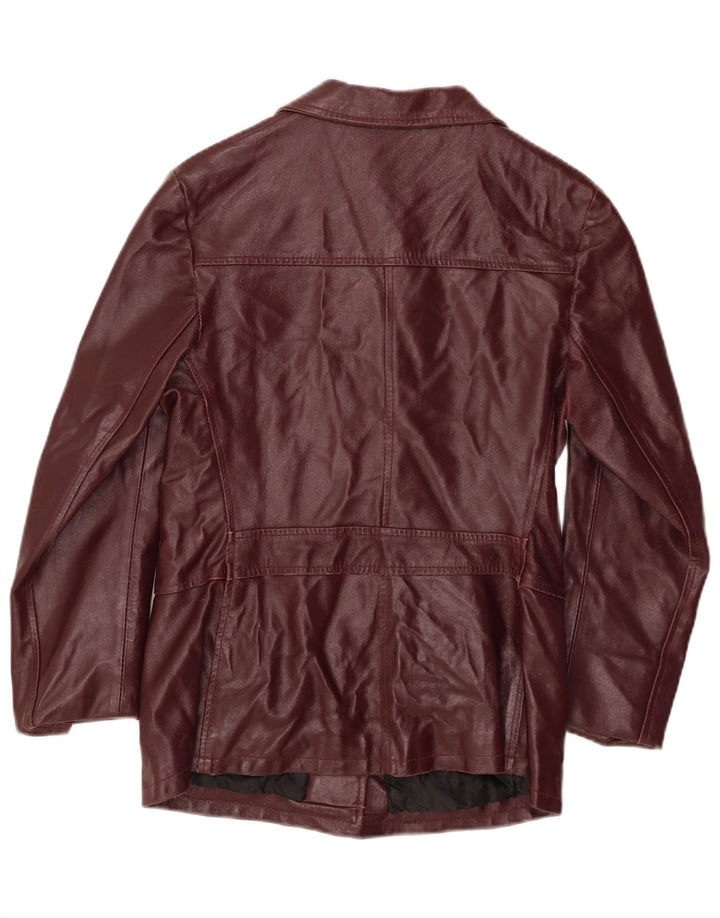 PLEASE Γυναικείο Δερμάτινο Μπουφάν UK 12 Medium Burgundy