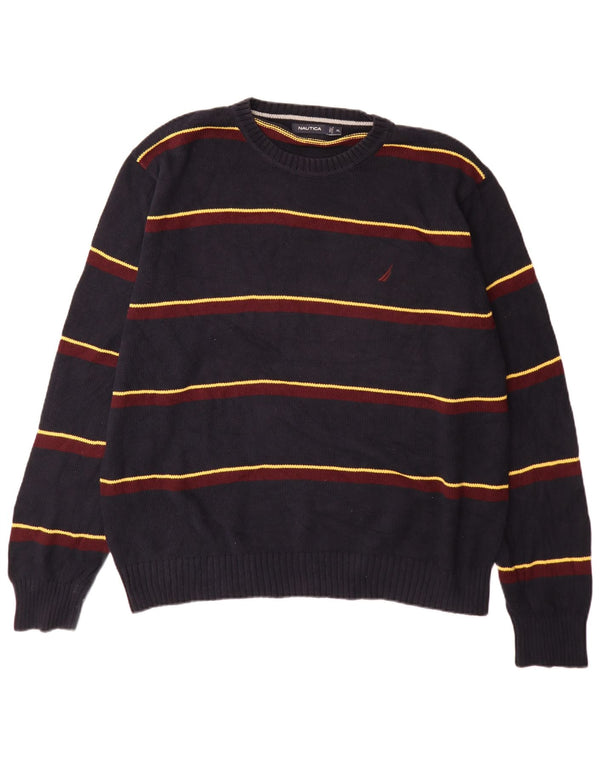 Ανδρικό πουλόβερ Nautica Crew Neck Jumper XL Navy Blue ριγέ βαμβακερό