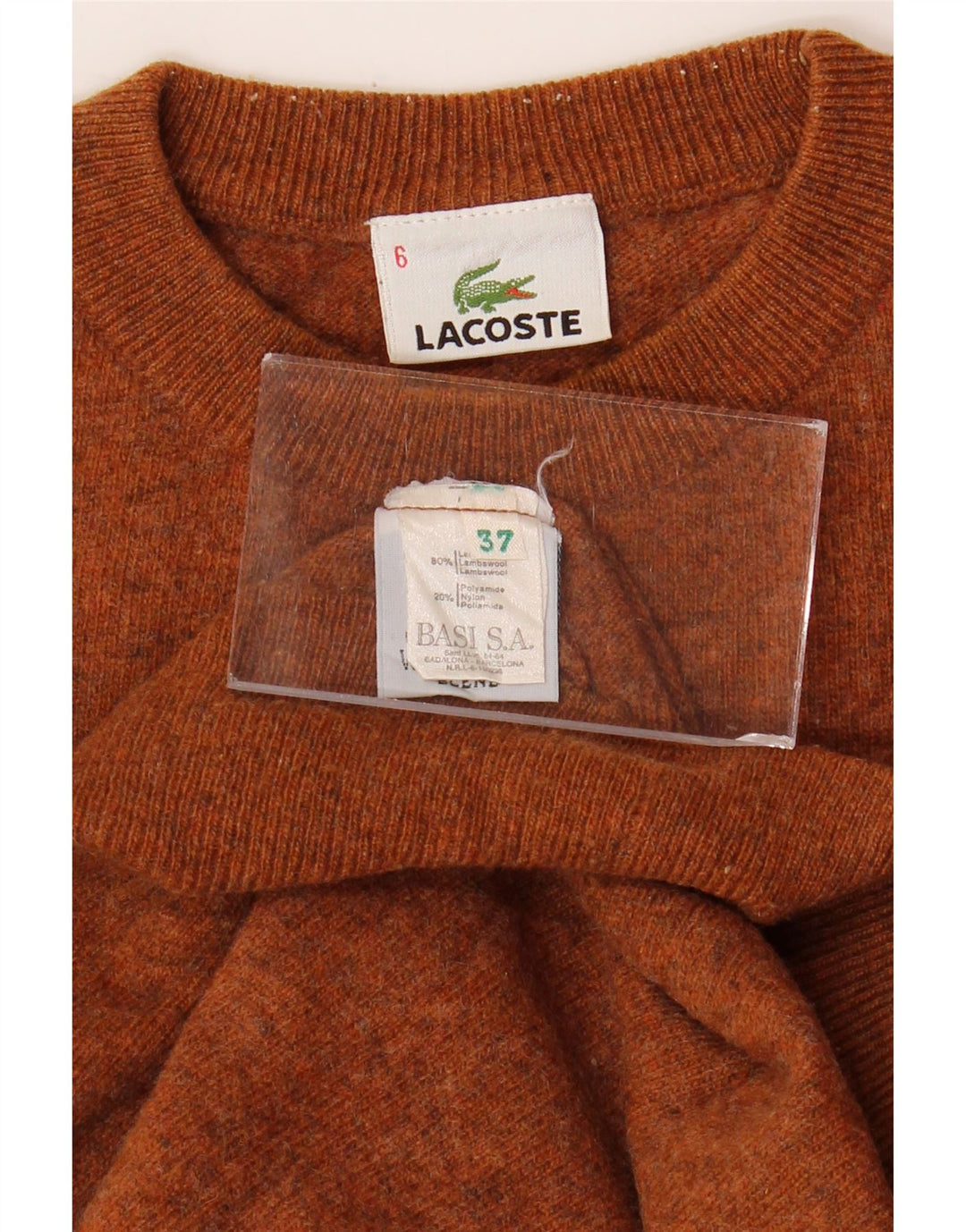 Ανδρικό πουλόβερ με λαιμόκοψη LACOSTE Μέγεθος 6 XL Καφέ Μαλλί