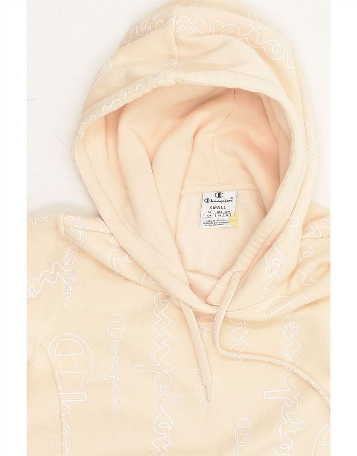 CHAMPION Womens Graphic Hoodie Jumper UK 10 Small Beige Cotton | Vintage Champion | Thrift | Second-Hand Champion | Used Clothing | Messina Hembry 