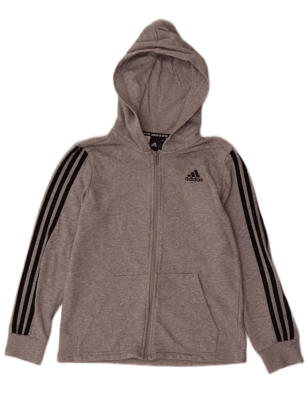 ADIDAS Boys Zip Hoodie πουλόβερ 11-12 ετών Γκρι