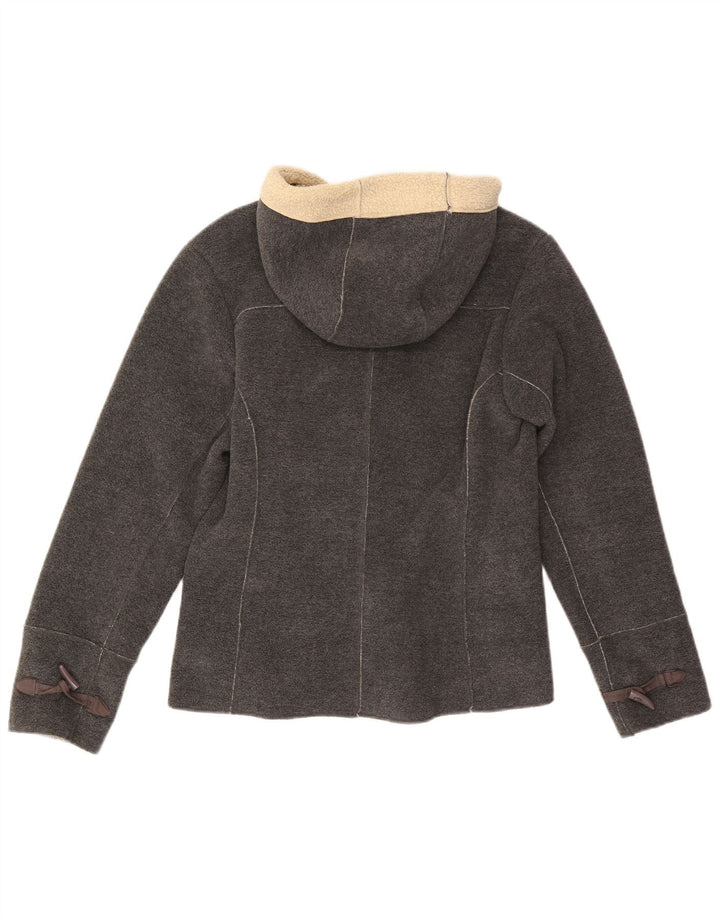 Vintage γυναικείο μπουφάν με κουκούλα Sherpa Fleece UK 8 Small Grey Polyester