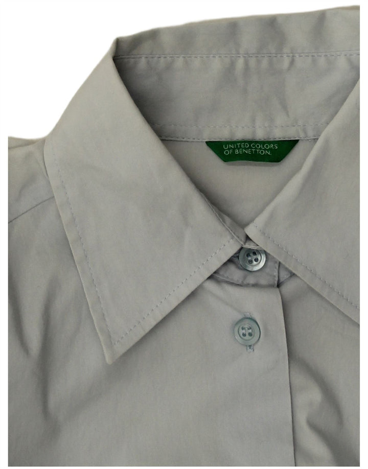 Benetton Γυναικείο πουκάμισο Crop UK 8 Small Blue