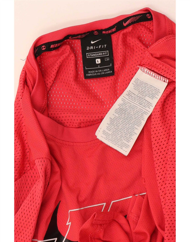 Ανδρικό T-Shirt Nike με γραφικά Dri Fit, τοπ μεγάλο κόκκινο πολυεστέρα