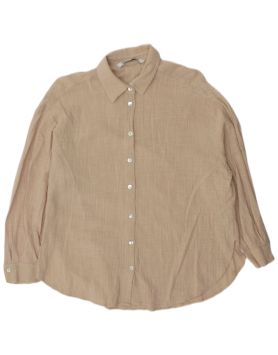 Zara Γυναικείο πουκάμισο Oversized UK 6 XS Μπεζ βαμβακερό