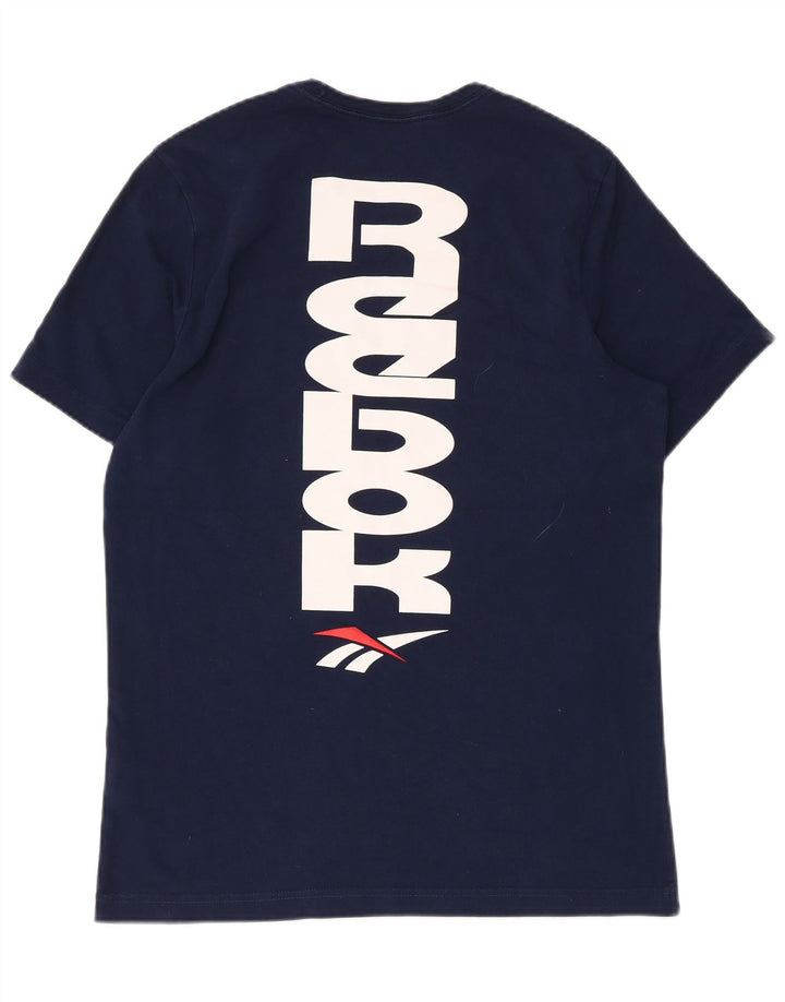 Ανδρικό γραφικό T-Shirt Reebok Top από μεσαίο μπλε ναυτικό βαμβακερό