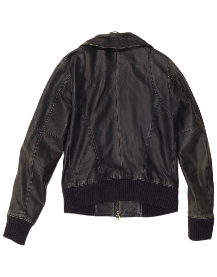 Vintage Γυναικείο Δερμάτινο Μπουφάν IT 42 Medium Black Leather