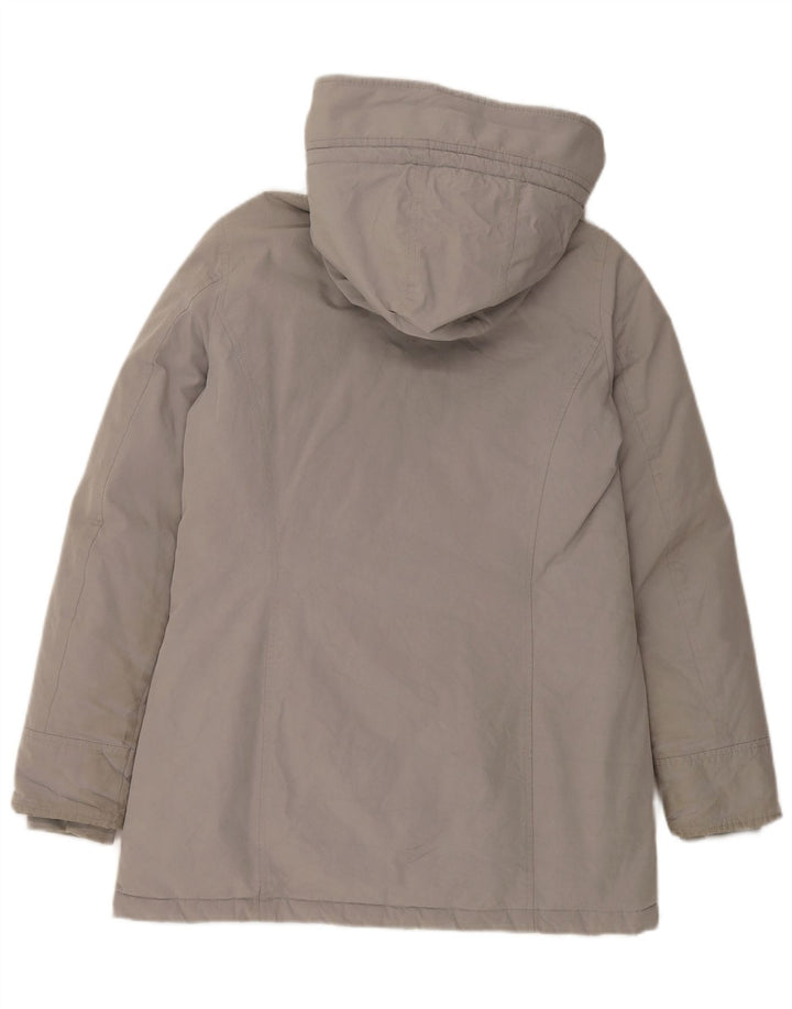 Woolrich Γυναικείο παλτό με κουκούλα UK 14 Βαμβακερό μεσαίο γκρι