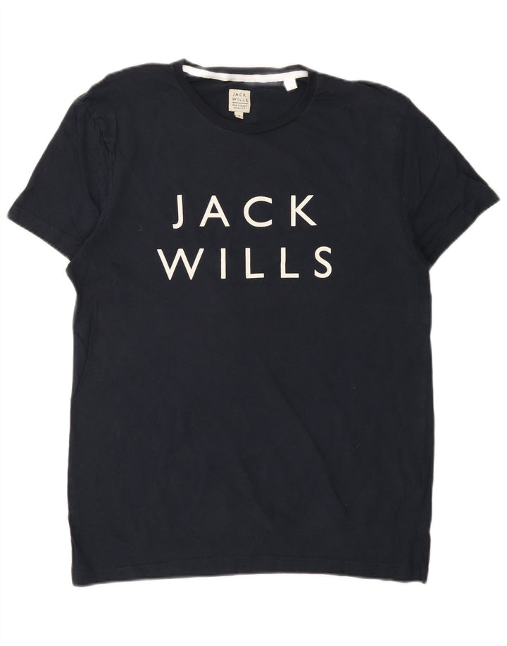 Ανδρικό γραφικό μπλουζάκι JACK WILLS Τοπ μεσαίου μπλε βαμβακερό