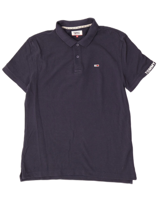 Tommy Hilfiger Mens Short Sleeve Polo Shirt Large Navy Blue Cotton