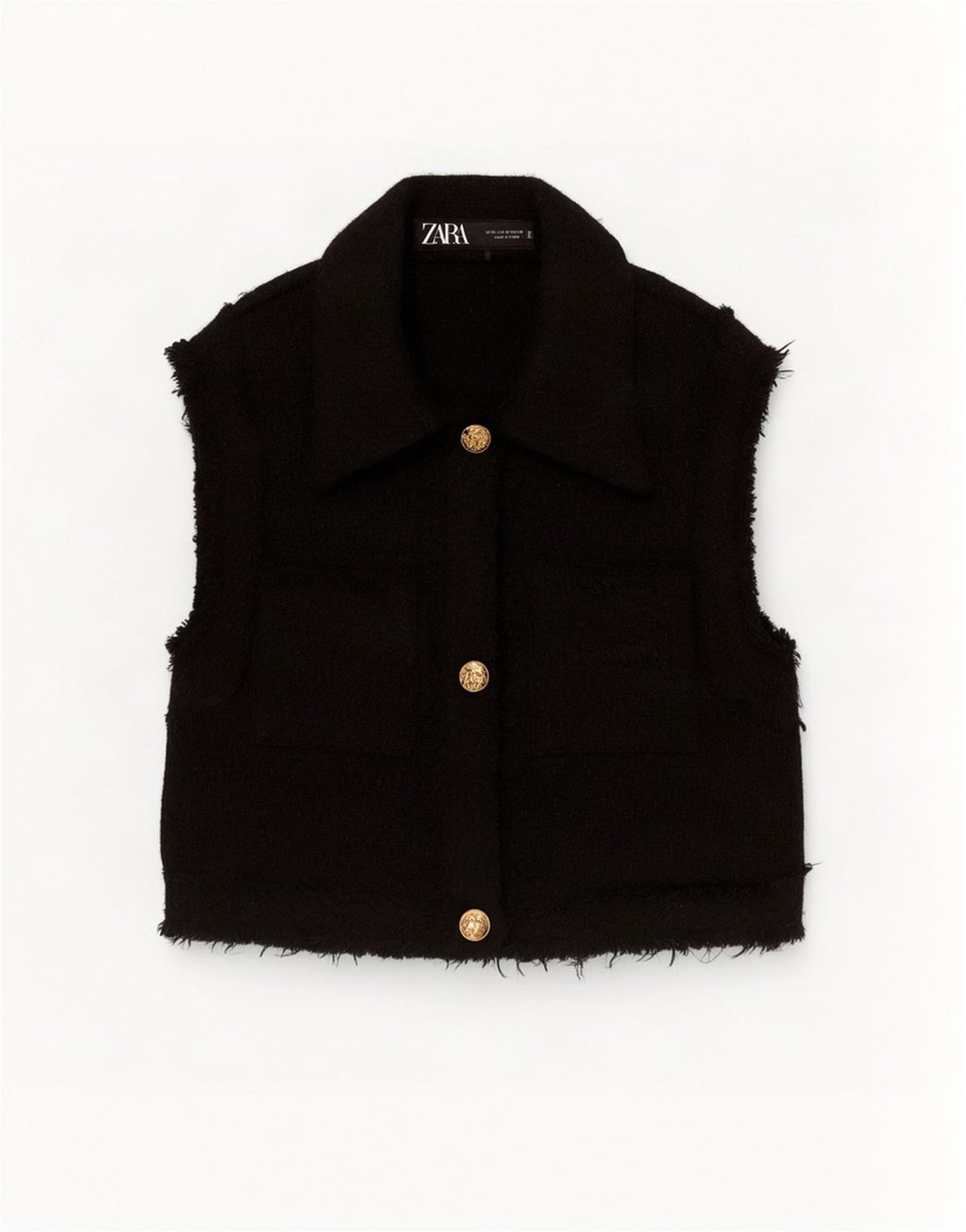 Zara Womens Crop Gilet UK 6 XS Μαύρος Πολυεστέρας