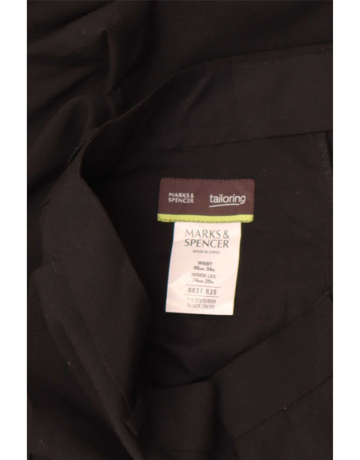 Marks & Spencer Ανδρικό ίσιο παντελόνι Chino W34 L29 Μαύρο πολυεστέρα