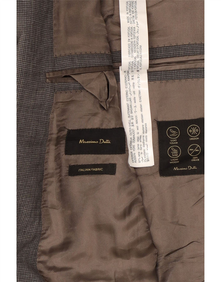 Massimo Dutti Ανδρικό σακάκι σακάκι με 2 κουμπιά US 46 XL Grey Check Wool