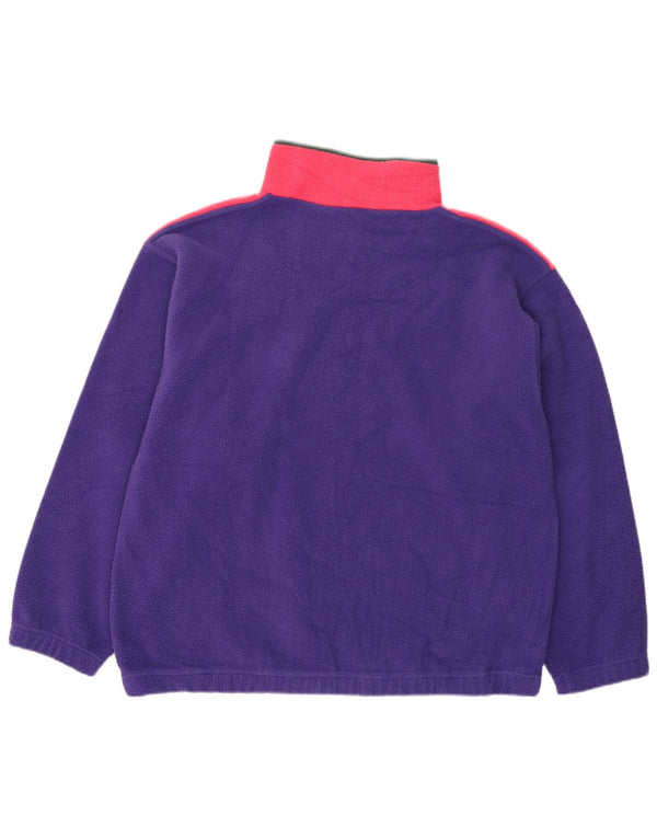Vintage ανδρικό κουμπιά Fleece Jumper XL Purple Colourblock Πολυεστέρας