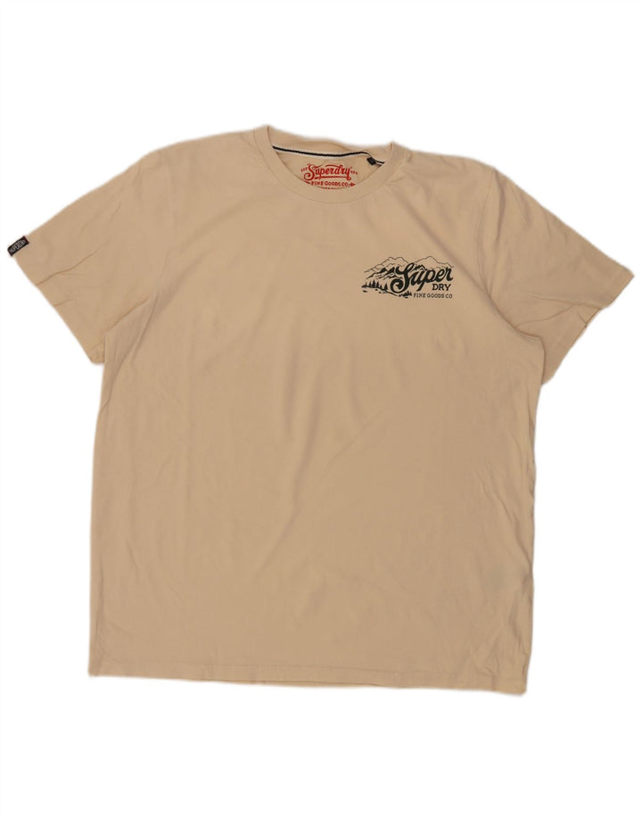 Superdry Ανδρικό T-Shirt Top 2XL Μπεζ βαμβακερό
