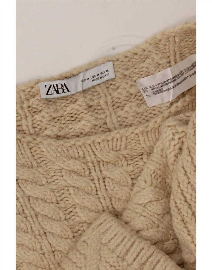 Zara Γυναικείο πουλόβερ με λαιμόκοψη μεγάλου μεγέθους Crew UK 14 Medium Beige