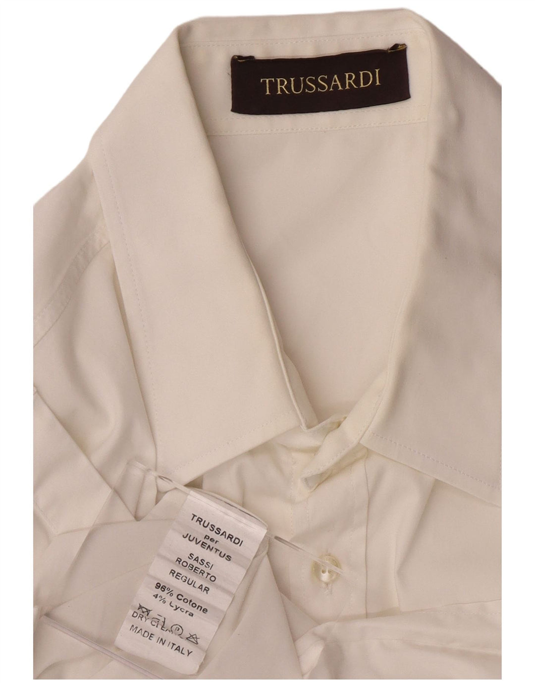 Ανδρικό πουκάμισο TRUSSARDI, μεσαίο λευκό βαμβακερό