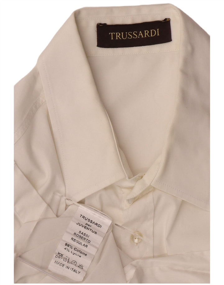 Ανδρικό πουκάμισο TRUSSARDI, μεσαίο λευκό βαμβακερό