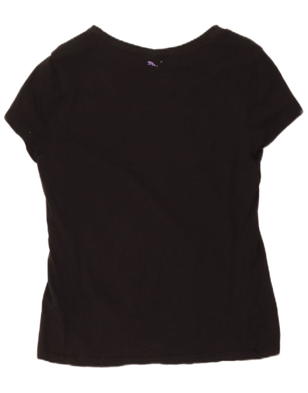 Puma Γυναικείο T-Shirt Top UK 14 Large μαύρο βαμβακερό