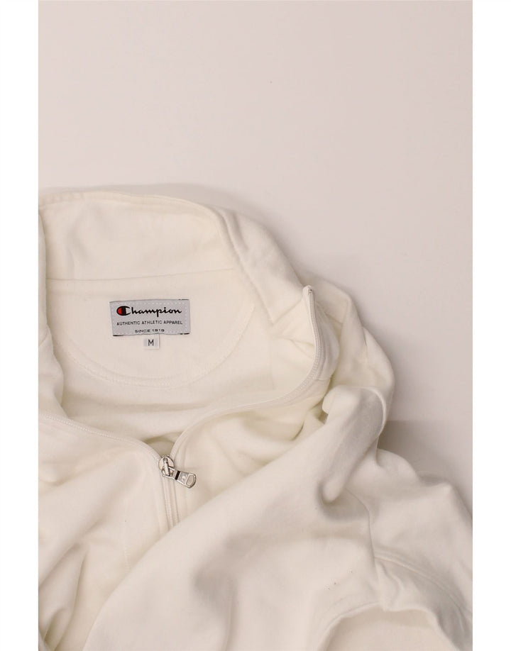 CHAMPION Womens Tracksuit Top Jacket UK 14 Medium White Cotton Vintage Champion and Second-Hand Champion from Messina Hembry 