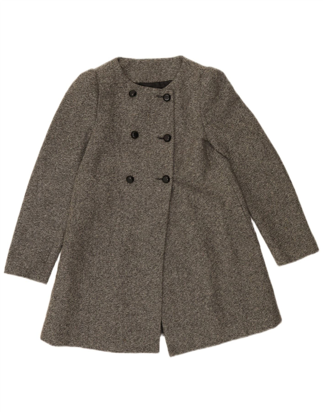 Zara Γυναικείο παλτό με διπλό στήθος UK 8 Small Grey Polyester