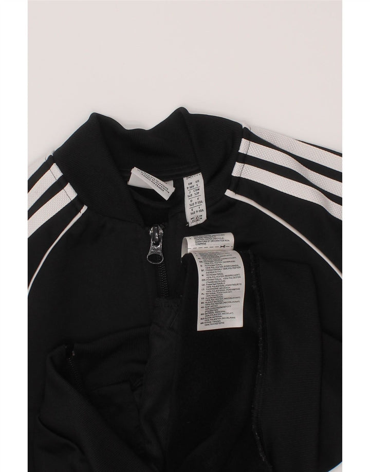Adidas Boys Tracksuit Top Jacket 9-10 Years Black Polyester