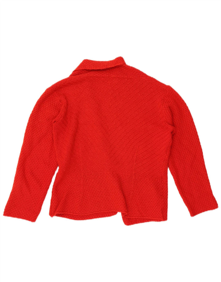 Marks & Spencer Γυναικείο Crop ανοιχτό πουλόβερ ζακέτα UK 10 Small Red Wool