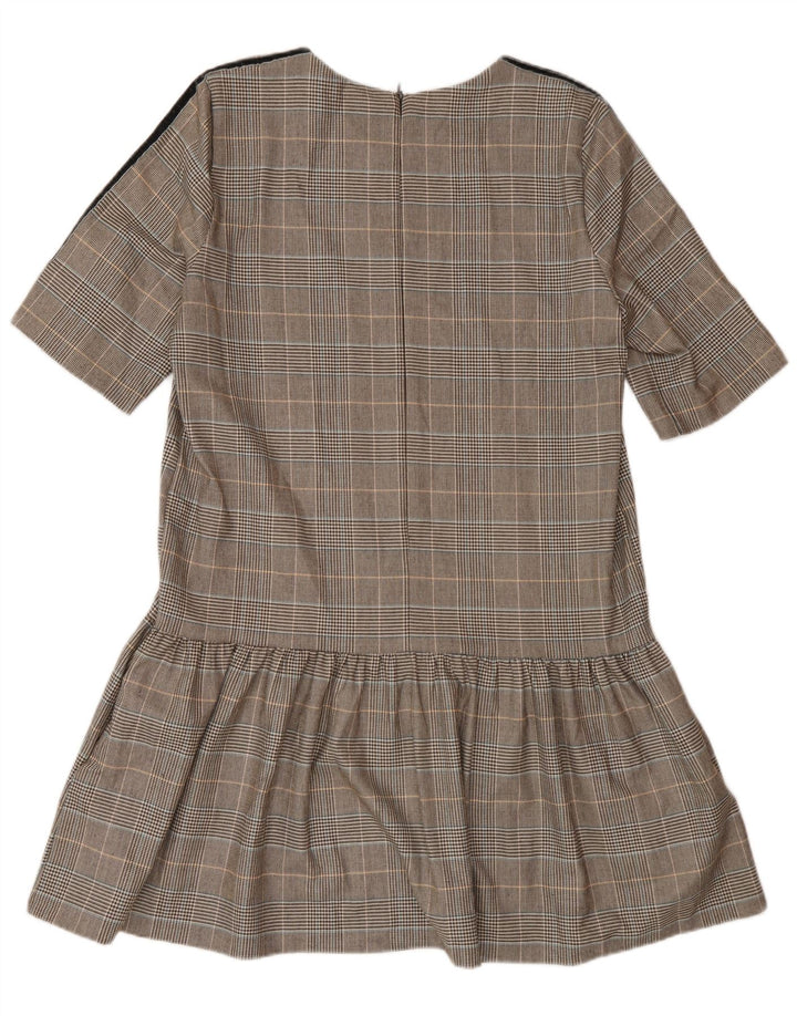 Zara Γυναικείο φόρεμα A-Line UK 16 Large Brown Check Polyester