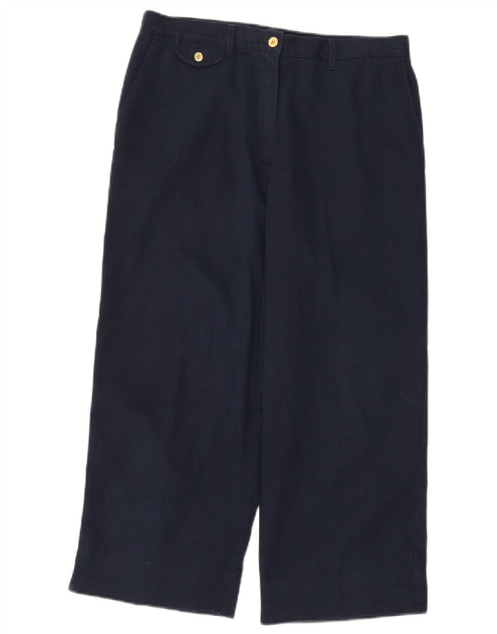 RALPH LAUREN Womens Cropped Trousers US 10 Large W30 L23 Navy Blue