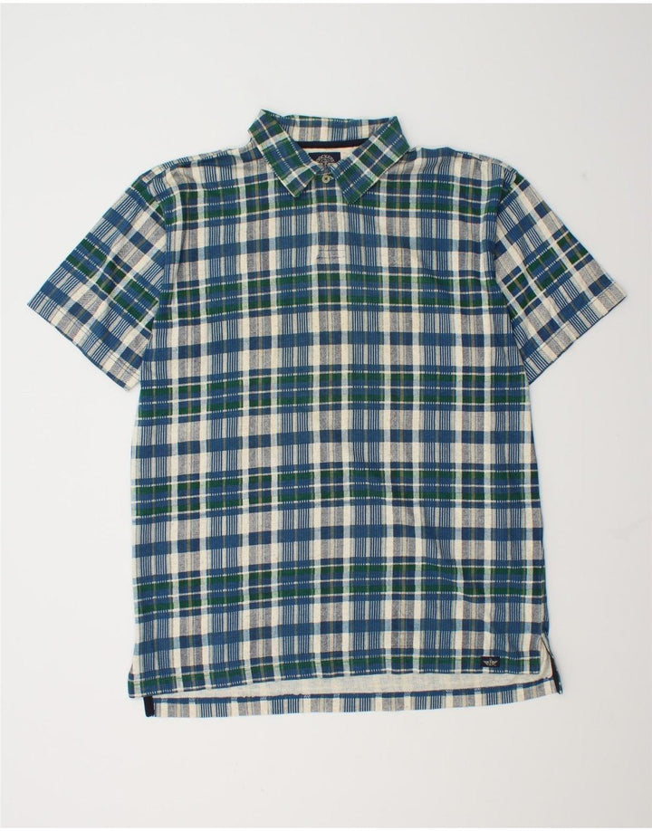 Ανδρικό κοντομάνικο πουλόβερ Dockers πουκάμισο μεσαίο μπλε βαμβακερό