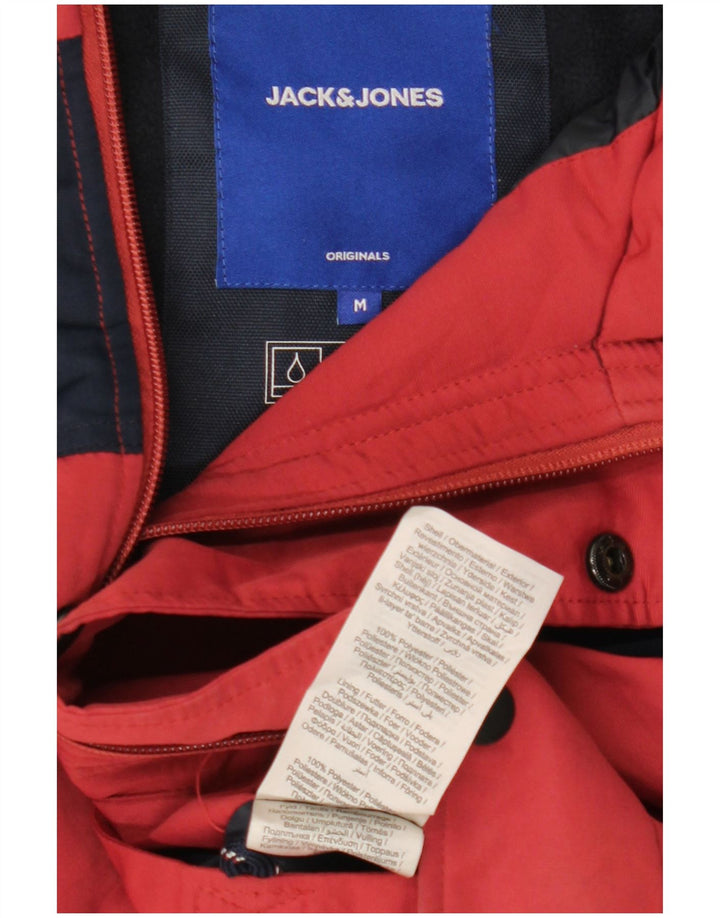 Ανδρικό μπουφάν με κουκούλα JACK & JONES UK 38 μεσαίο κόκκινο χρώμα